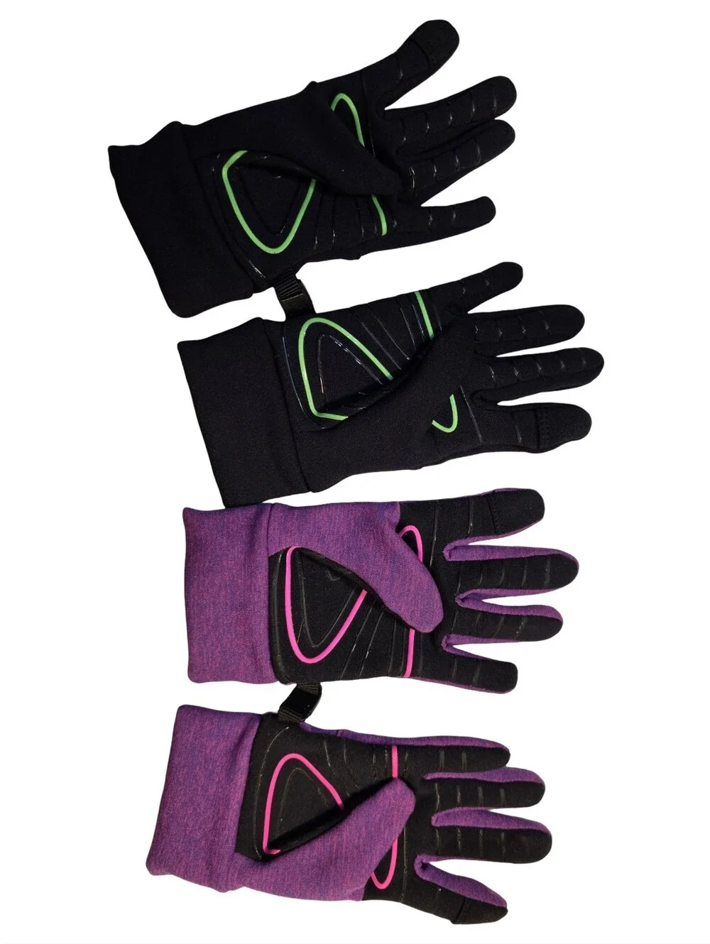 HEAD Kids Large 2-Pair Touchscreen Running Gloves Black Purple Athletic Winter